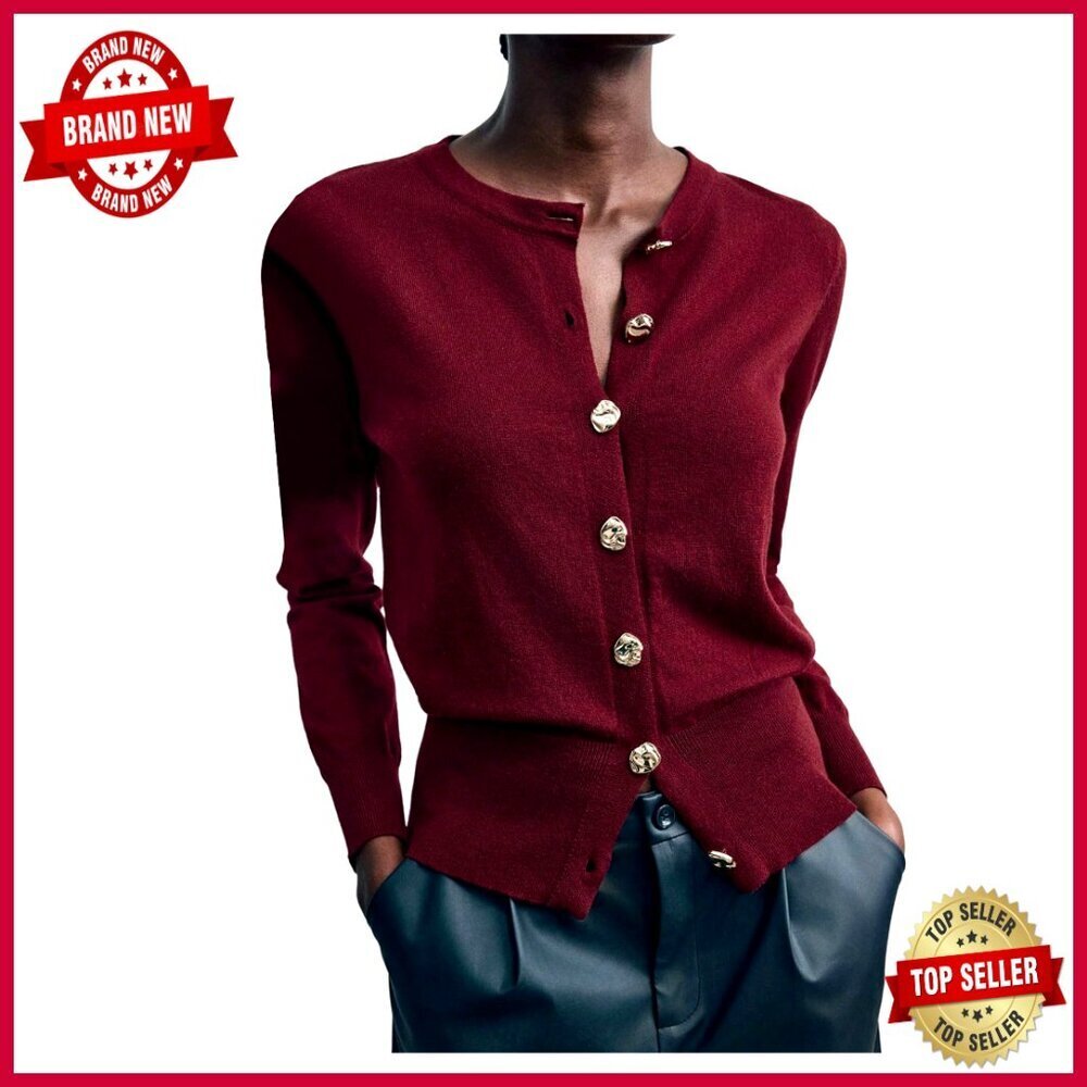 Wool Blend Cardigan Sweater Long Sleeve Button Up Lightweight Business Casual